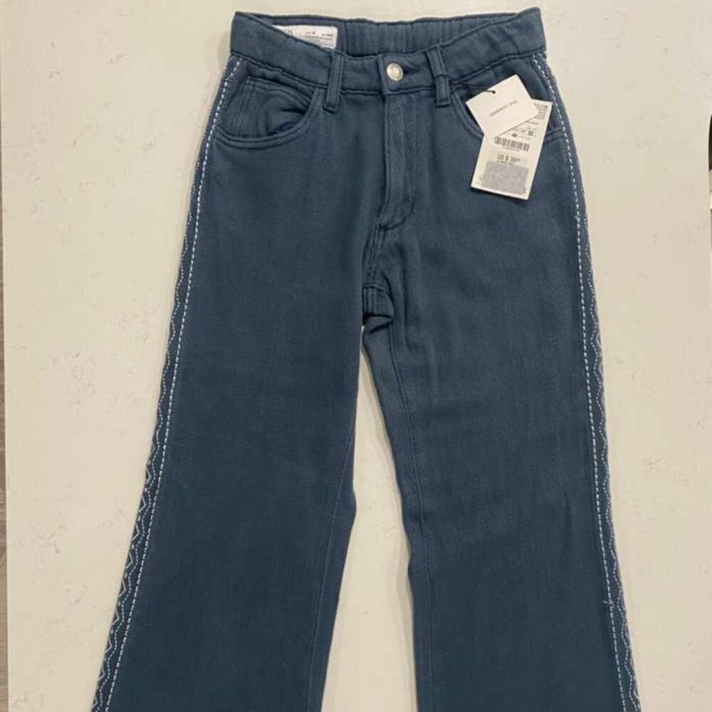 NWT Zara Girls Blue Flare Jeans – Size 10 – – Adjustable ELASTIC Waist
